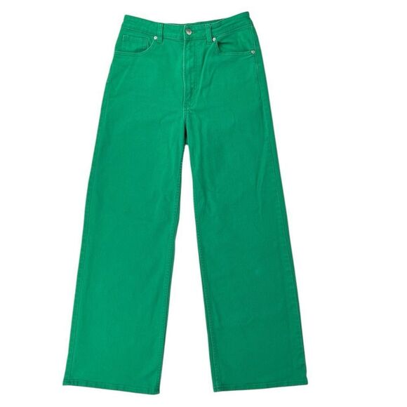 H&M Divided Kelly Green Wide Leg High Waisted Jeans Size 8 - Picture 1 of 6